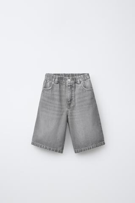 ZARA ДЖИНСОВЫЕ ШОРТЫ BAGGY, СЕРЫЙ