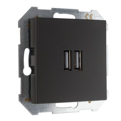 USB A+A розетка, 3400 мА LIREGUS RETRO IUK-2-01.R/ON59 шоколад матовая