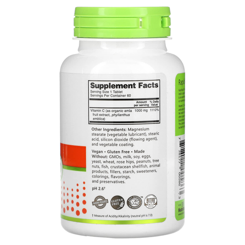 NutriBiotic, Immunity, витамин C амла, 1000 мг, 60 веганских таблеток