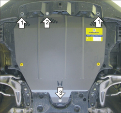 Защита КПП, Двигателя. 2 мм, Сталь. для Honda Civic VIII 2005-2012 MOTODOR.00813