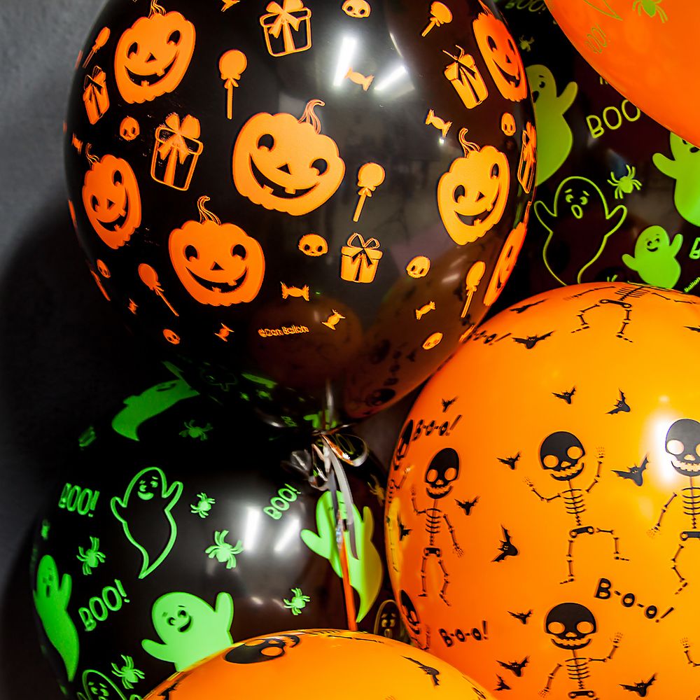 Шар (12"/30 см) Хэллоуин, Призрачные огни, Ассорти, пастель, 5 ст флюор 25 шт.