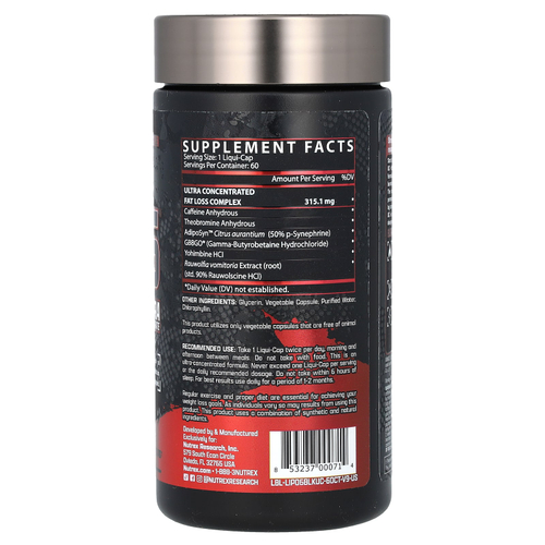Nutrex Research, LIPO-6 Black, ультраконцентрат, 60 капсул