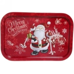 Поднос жестяной 34,5*23,5см «Дед Мороз с пингвином»