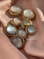 Пуговицы серо-перламутровые луна с золотом