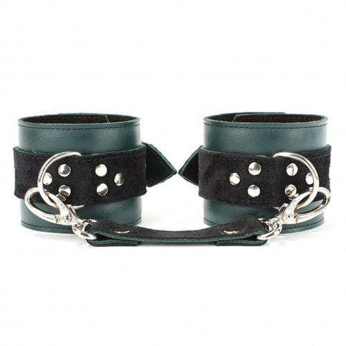 Изумрудные кожаные наручники БДСМ Арсенал Lady's Arsenal Emerald Shackles Of Hands 67023