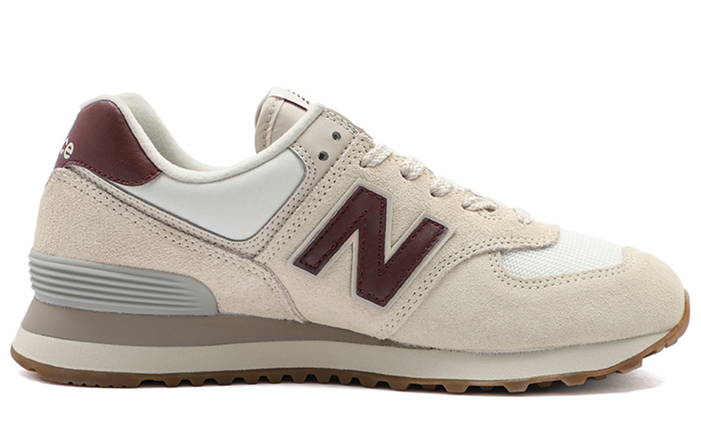 New Balance NB 574 retro cow split leather fabric shock absorption and wear-resistant lightweight mid-top casual running shoes women's off-white