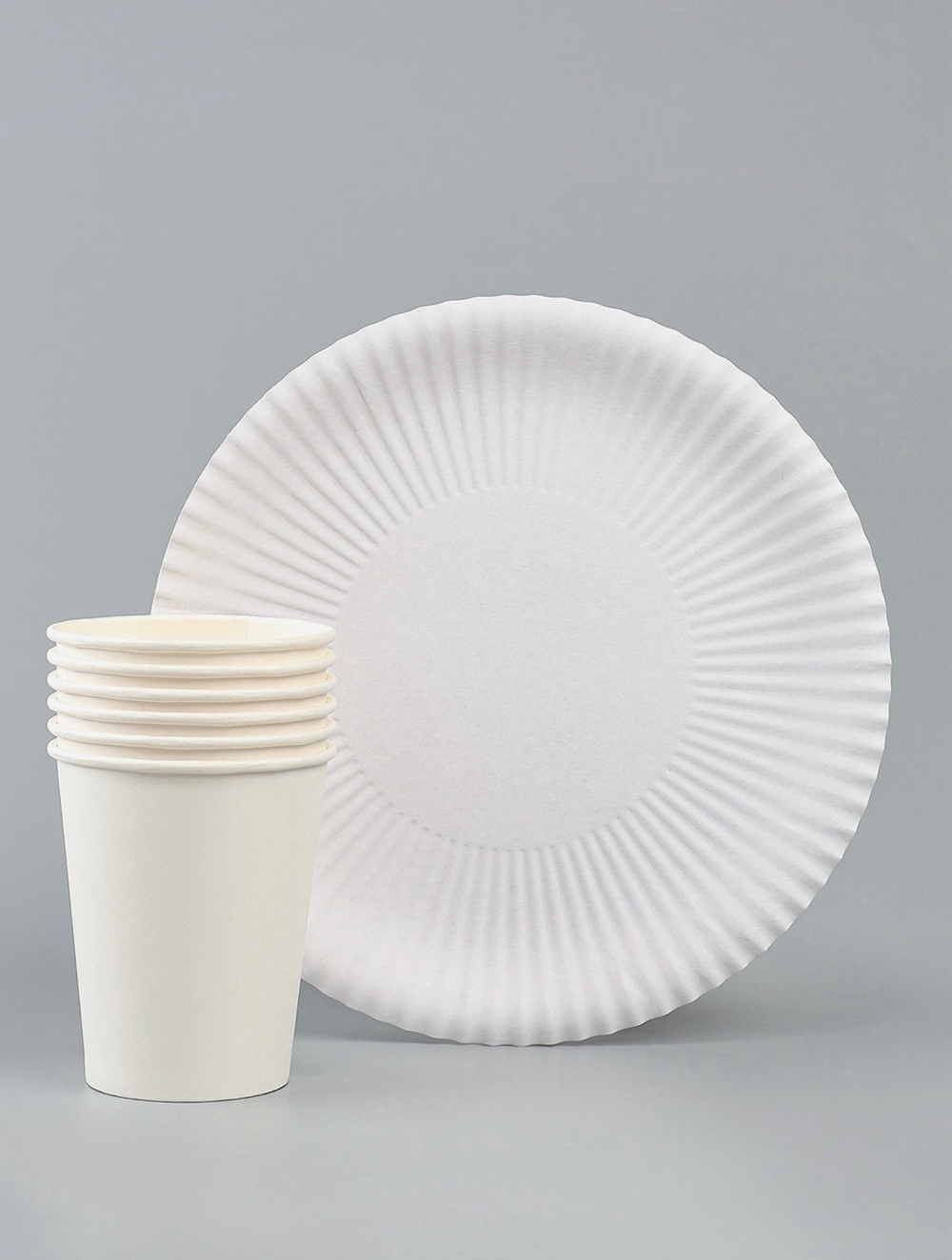 Посуда бумажная одноразовая «Белый», 6 стаканов, 6 тарелок