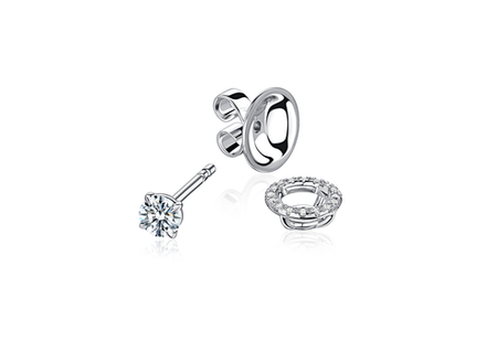 Пусеты-трансформеры с лабораторно-выращенными бриллиантами по 0.5 ct и съемной обсыпкой