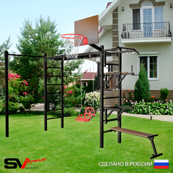 Уличная шведская стенка Sv Sport рукоход с комплектом турник прямой У5432К (Турник/Брусья/Стойка/Скамья/Со спинкой/Щит баскет)