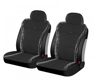 Накидки сидений Перед CarFashion (2шт) -Фронт «SENSATION FRONT» 10459 -Экокожа+кант мех  Черный