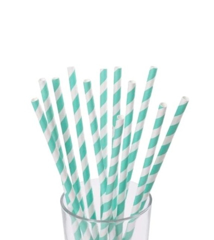Трубочки бумажные зелёно-белые, d 5мм 20 см