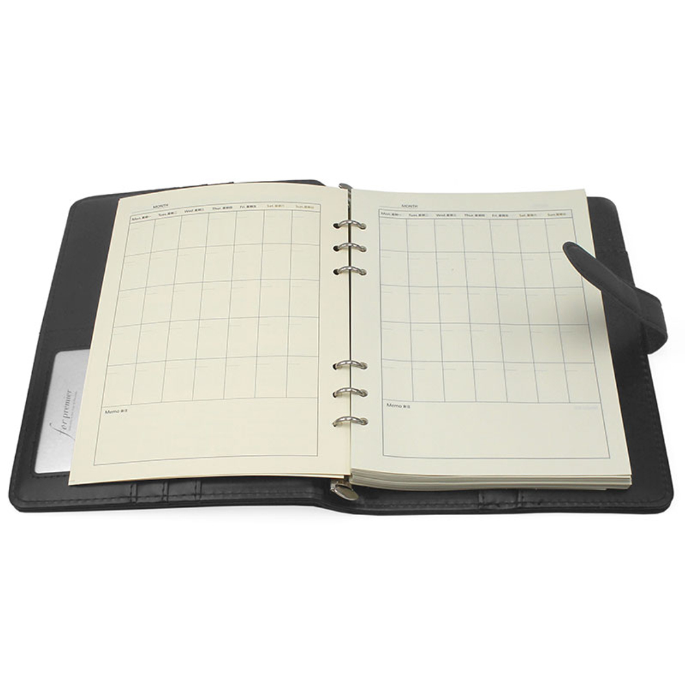 Ежедневник недатированный Deli А5, 240 страниц, на кольцах, кожзам,  черный