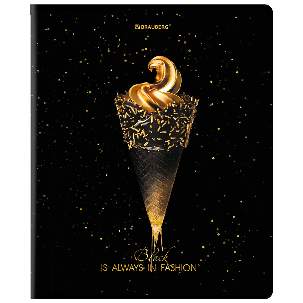 Тетрадь А5 48 л. BRAUBERG скоба клетка матовая ламинация фольга "Black&Gold" (микс в спайке) (20 штук в упаковке)