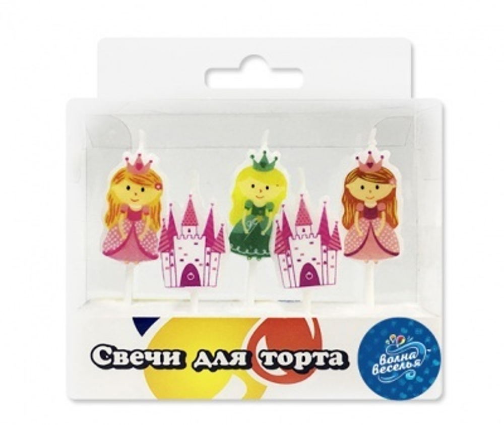 РАСПРОДАЖА Свечи фигурные, Принцессы и Замок, 5 шт.