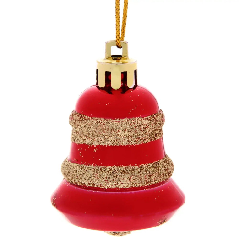 Ёлочные игрушки «Колокольчик» 4,5см красный (набор 6шт)