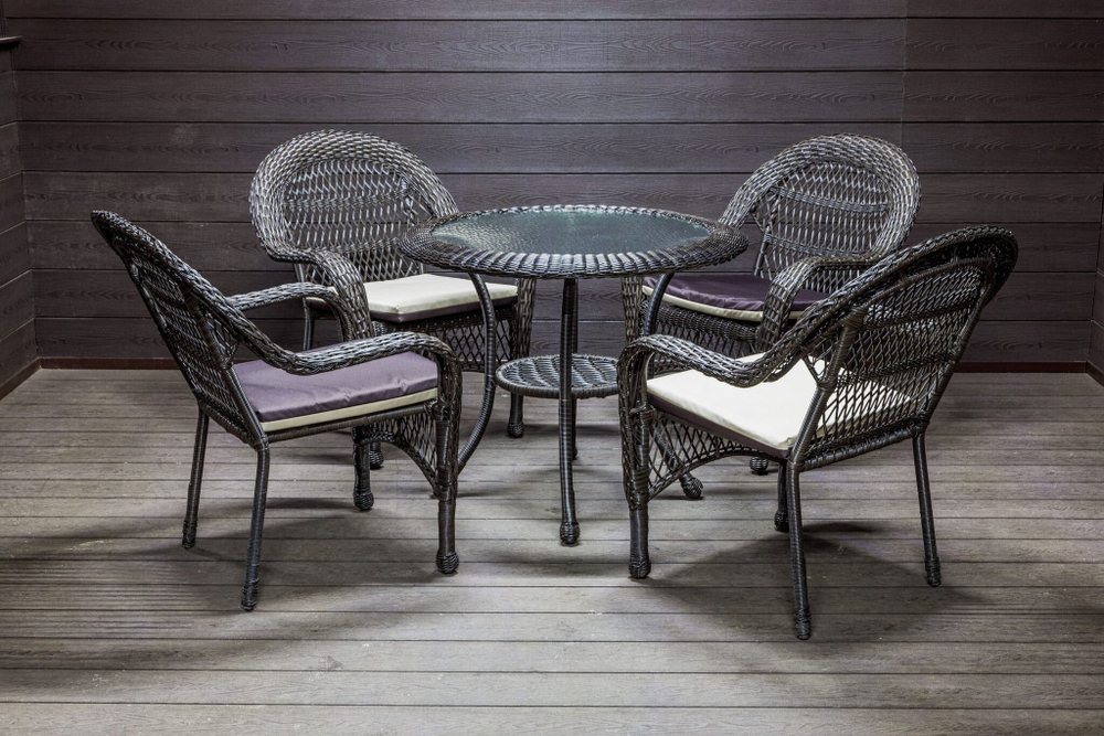 Садовый комплект из искусственного ротанга Мэдисон НЬЮ (Medison NEW) стол круглый D90 + 4 кресла с подушками на сиденье