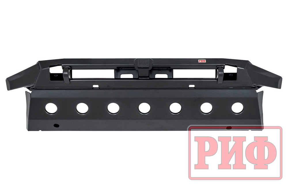 Бампер передний силовой/защита штатного бампера Renault Duster 2021+ с квадратом под фаркоп и защитой радиатора РИФ