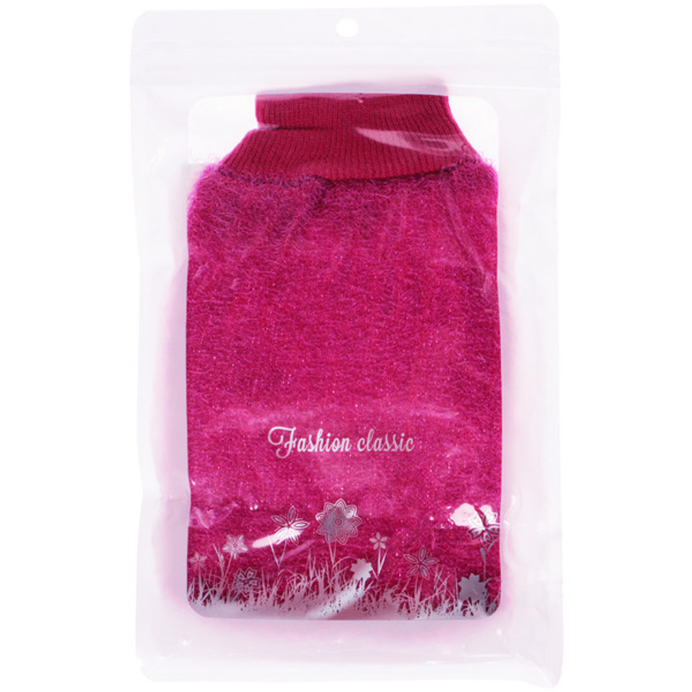 Мочалка - варежка массажная жёсткая «SANTA MONIKA - VERANOVA», цвет лиловый, 20*13см (ZIP пакет)