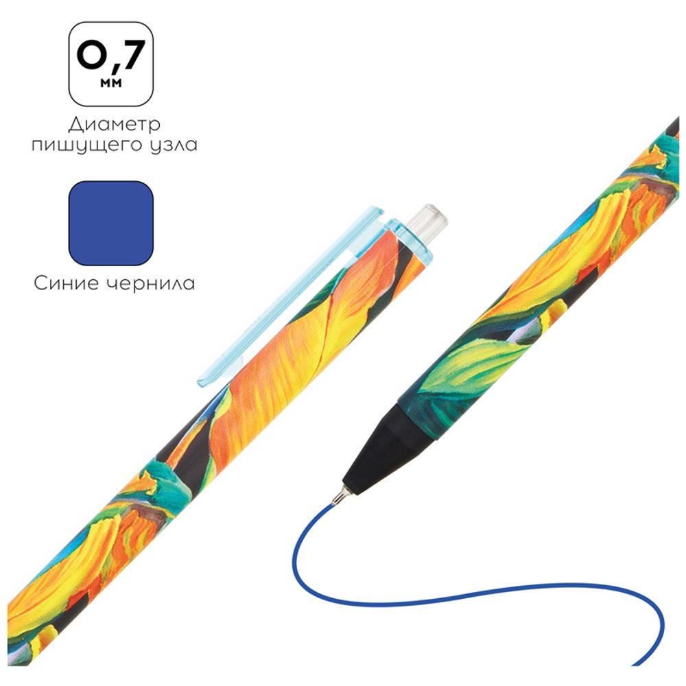 Ручка шариковая автоматическая Greenwich Line "Island plants" синяя, 0,7мм, игольчатый стержень, софт-тач