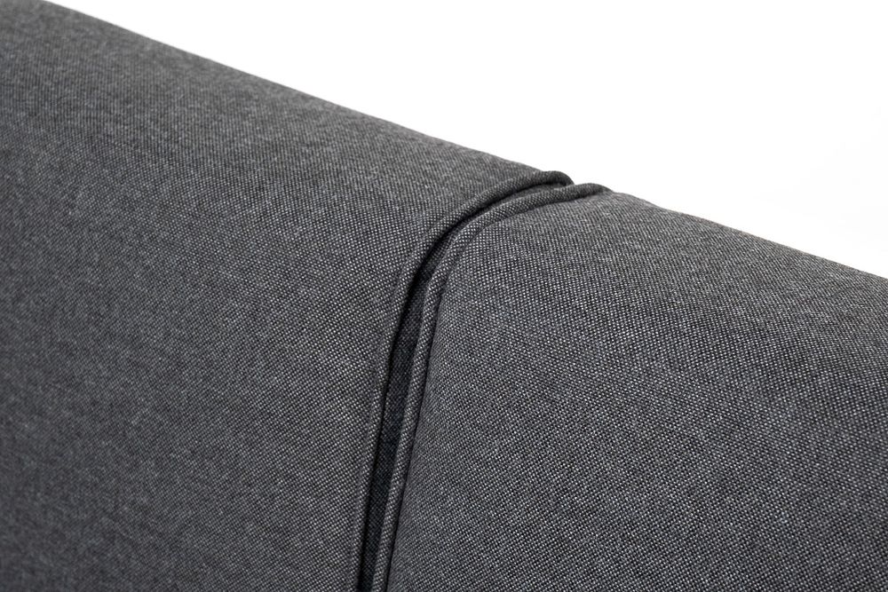 "Канны" левый модуль плетеный из роупа, каркас алюминий темно-серый (RAL7024) муар, роуп темно-серый круглый, ткань темно-серая 027