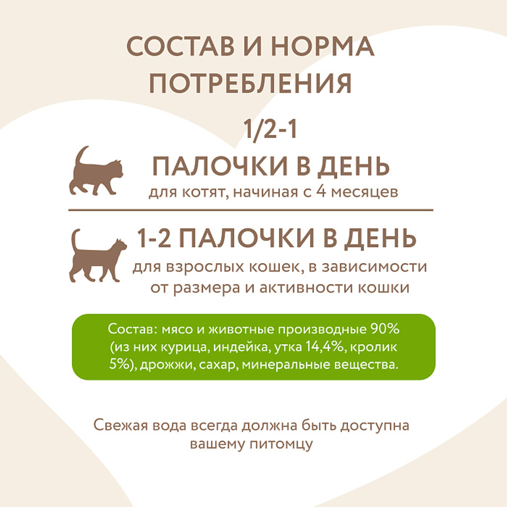 Лакомство для кошек лакомые палочки с уткой и кроликом Мнямс 10х5 г, 30 шт в упаковке