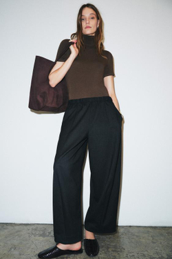 ZARA БРЮКИ WIDE LEG — ZW COLLECTION, ТЕМНО-СЕРЫЙ