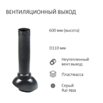 Турбодефлектор TD110, вент.выход 110 не утепленный, проходной элемент для битумной кровли, серый