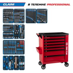 KING TONY (9G38-286MRVR) Набор инструментов "CLAIM" в красной тележке, 286 предметов