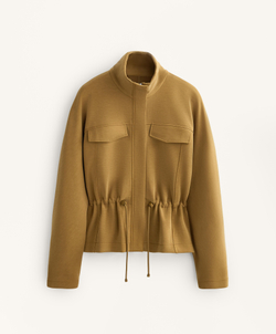 Oysho Укороченная куртка с регулируемой талией из модала с начесом, оливковый