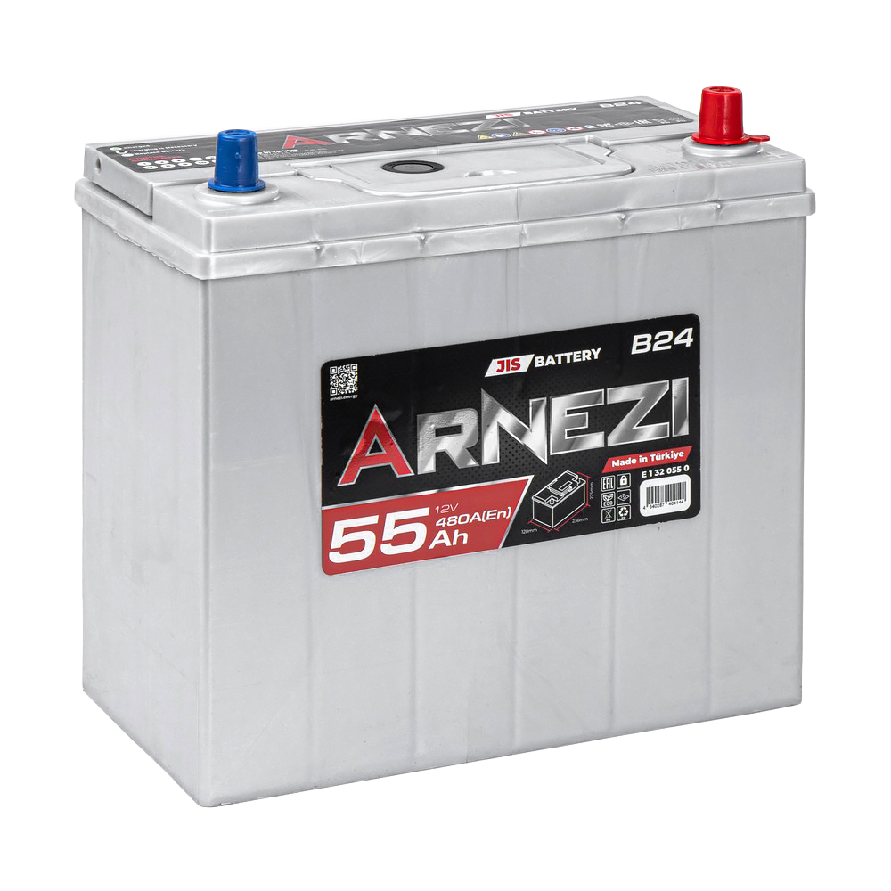 Аккумулятор ARNEZI JIS SMF 55 А/ч обратный R+ 236x128x225 B24 EN 480 А