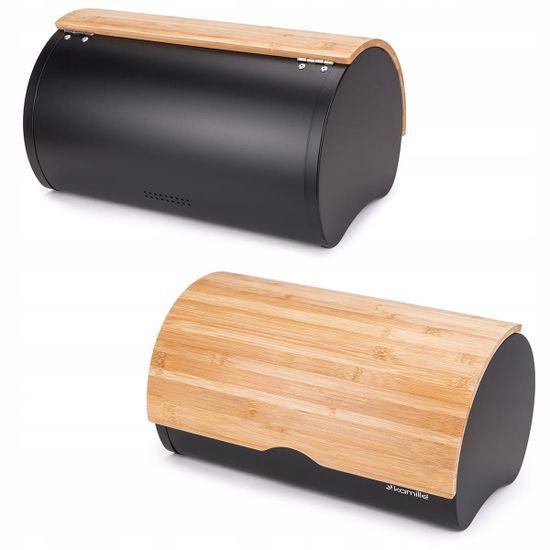 Набор Хлебница с емкостями для хранения Kamille KM 1121 нержавеющая сталь, бамбук