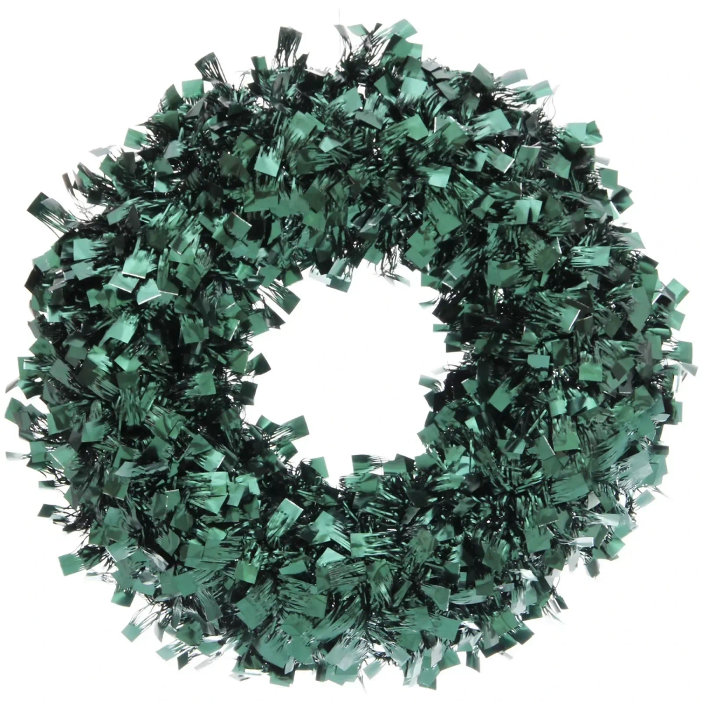 Венок декоративный TINSEL «Изящное сияние» 38 см, Изумруд