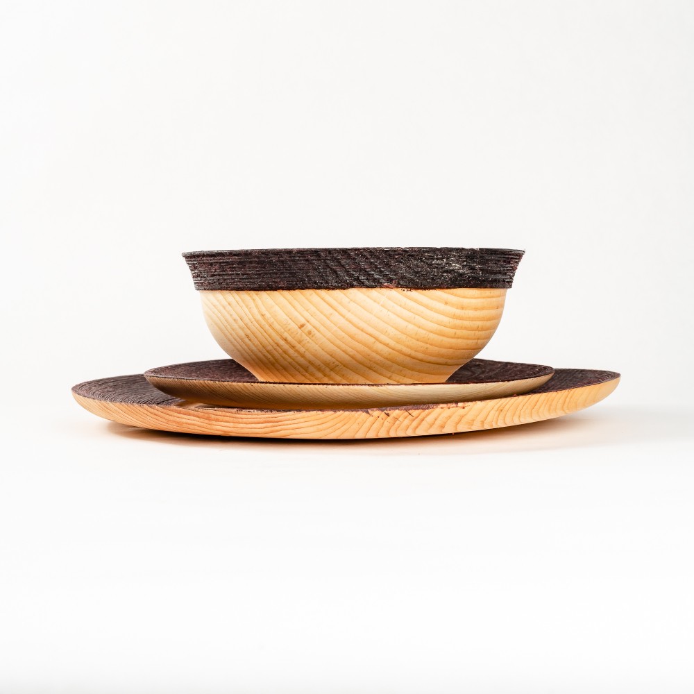 Набор деревянных тарелок из дерева сибирский кедр - 3 шт. TN81