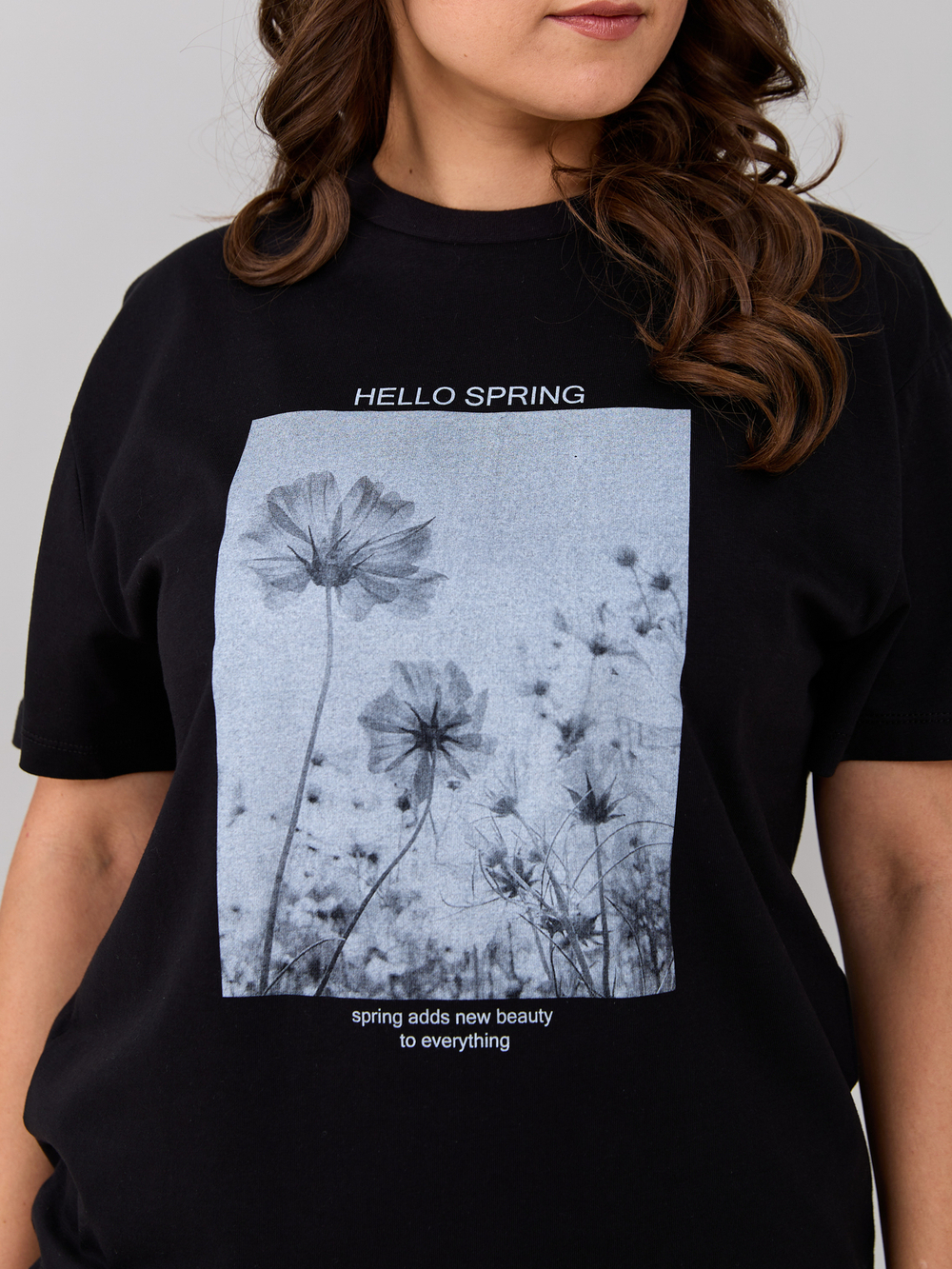 Пижама с брюками КБк-193П/черный-ромашки