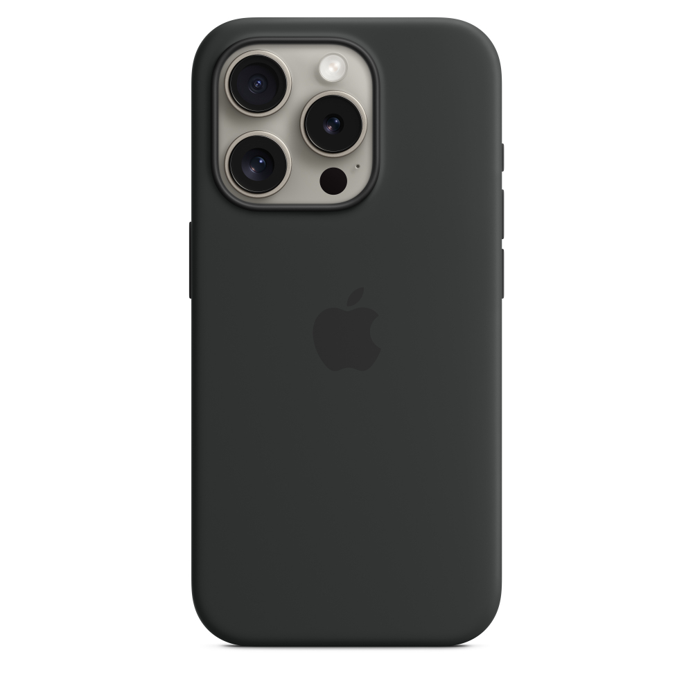 Силиконовый чехол для iPhone 15 Pro с MagSafe - черный
