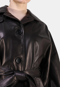 Кожаный куртка женская натуральная удлиненная