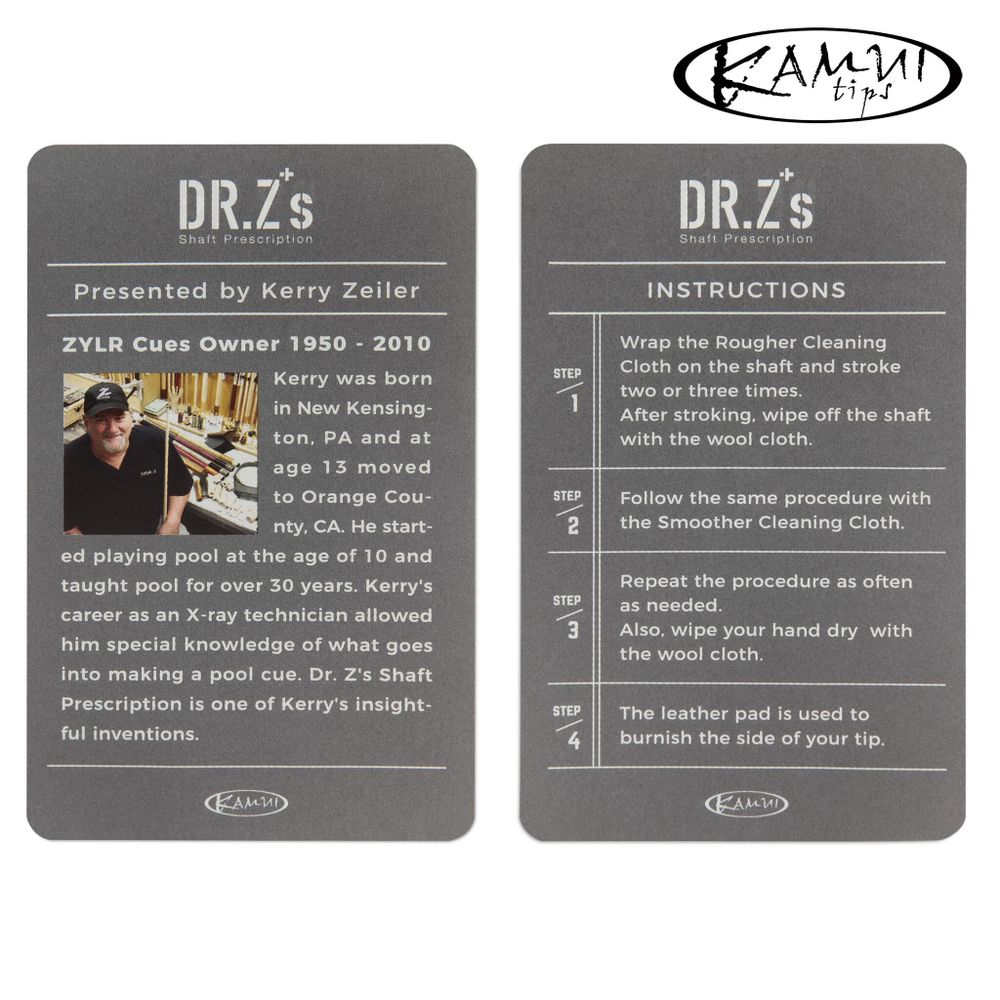Набор салфеток для чистки и полировки бильярдного кия KAMUI Dr.Z Shaft Prescription in Black and Gra