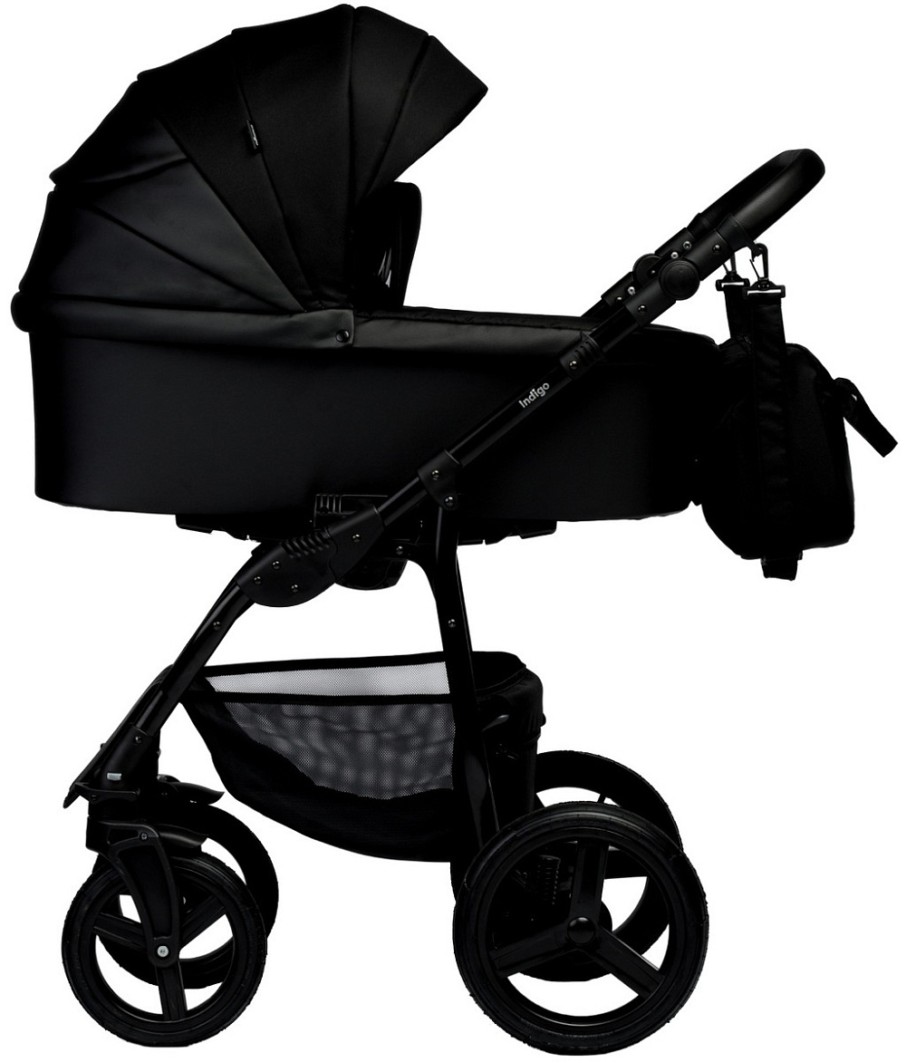 Детская коляска Indigo Impulse Eco 3 в 1 с автокреслом Avionaut Cosmo Grey Ie08 черная кожа/черный