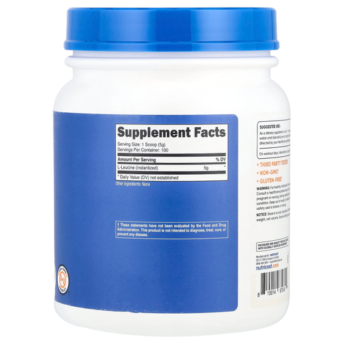 Nutricost, L-лейцин, без добавок, 500 г (17,9 унции)