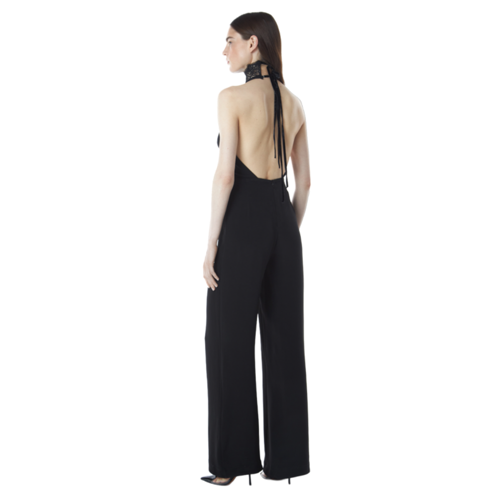 Комбинезон с кружевным воротником-стойкой из шерсти