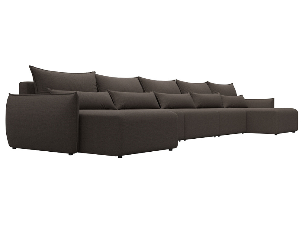 Диван П-образный Лига-051 НПБ МегаЛонг рогожка Амур 05 коричневый