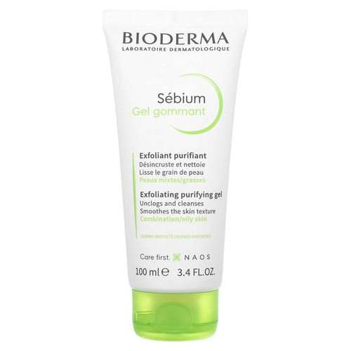 Bioderma, Sebium, отшелушивающий очищающий гель, для комбинированной / жирной кожи, 100 мл (3,4 жидк. унц.)
