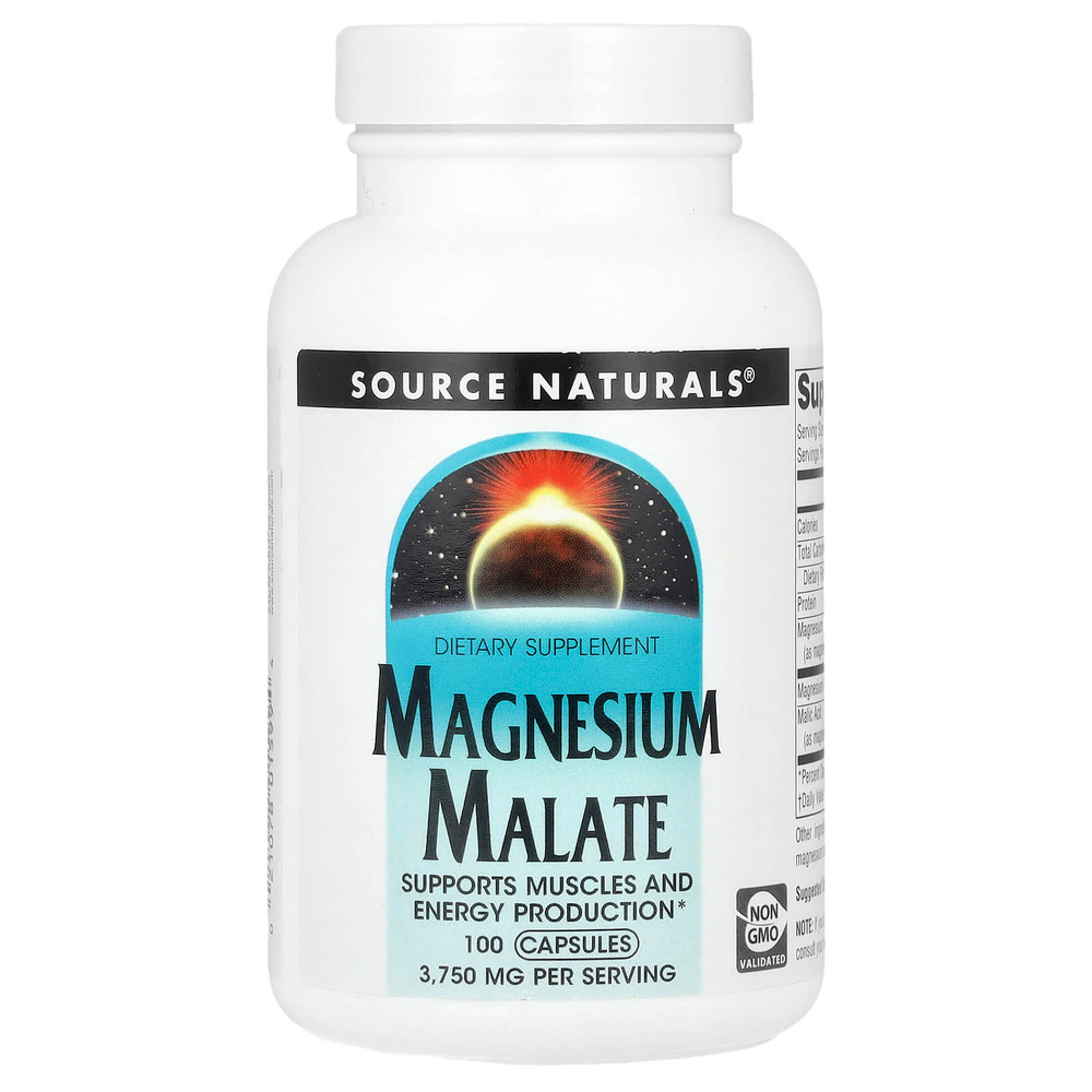 Source Naturals, Малат магния, 100 капсул (625 мг на капсулу)