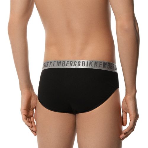 Мужские трусы брифы черные набор 2 в 1 Bikkembergs SILVER BKK1USP11BI/2