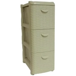 Комод узкий РОТАНГ (3 секции) белый ротанг 0,74,26х0,502м