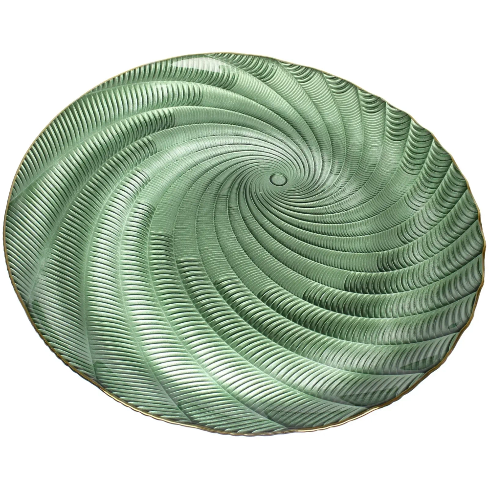 Тарелка стеклянная «Фьюжн» 32см изумрудный перламутр