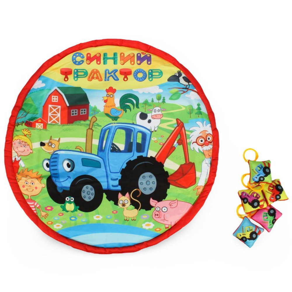 Развивающий коврик "Синий Трактор" 85*85 см, с игрушками на подвеске (Умка)
