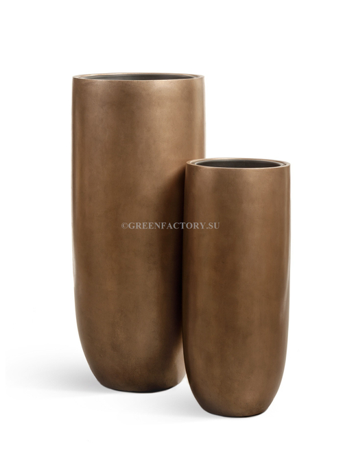 Кашпо TREEZ Effectory - Metal - Высокий округлый конус - Тёмное матовое золото