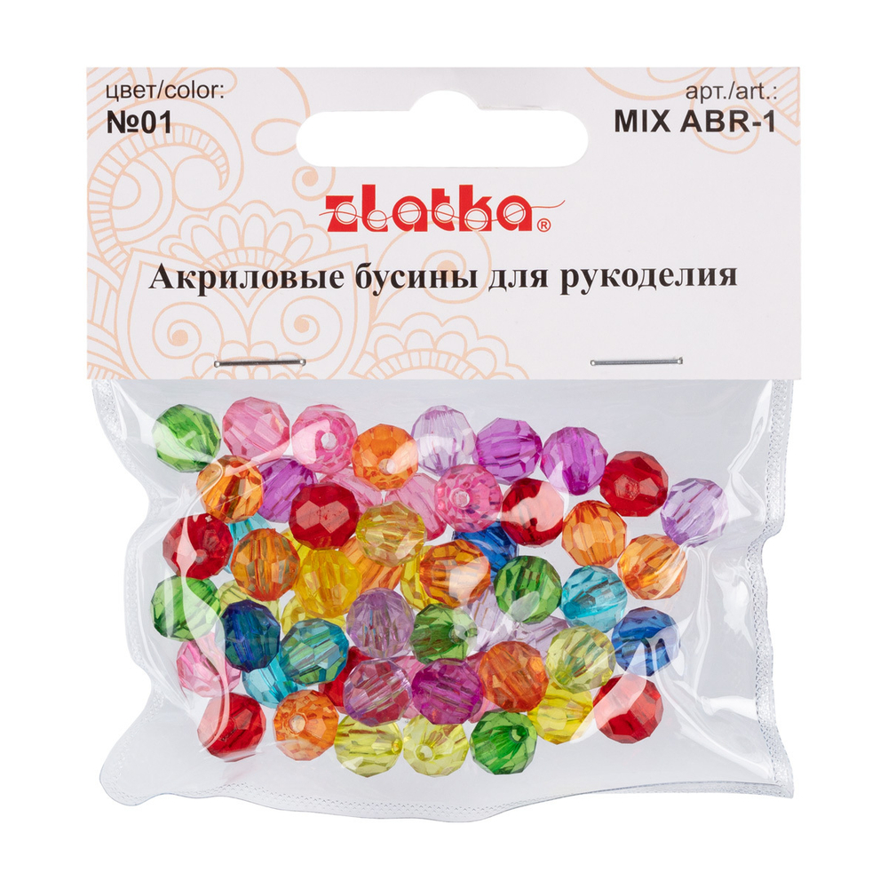 Бусина "Zlatka" MIX акрил ABR 25 г №01 ассорти