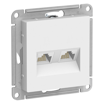 ATLASDESIGN РОЗЕТКА двойная компьютерная RJ45+RJ45, кат.5Е, механизм, БЕЛЫЙ ATN000185